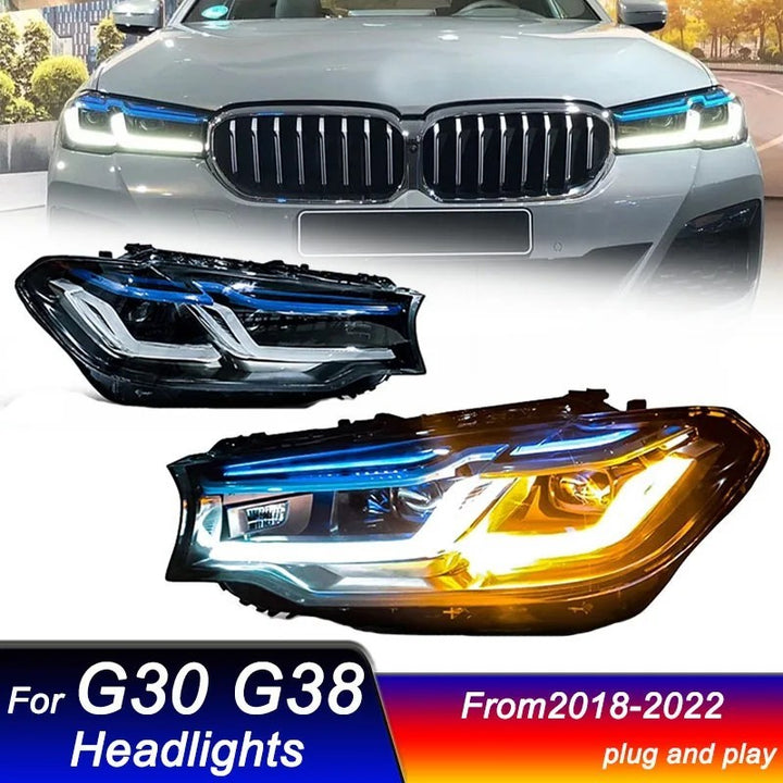 Car Craft Compatible With Bmw 5 Series G30 G38 2021-2024 Car Front Upgraded Head Light Lamp Xenon Headlight Retrofit Upgrade Modified Led Drl Hid Light Lci Laser Style - CAR CRAFT INDIA