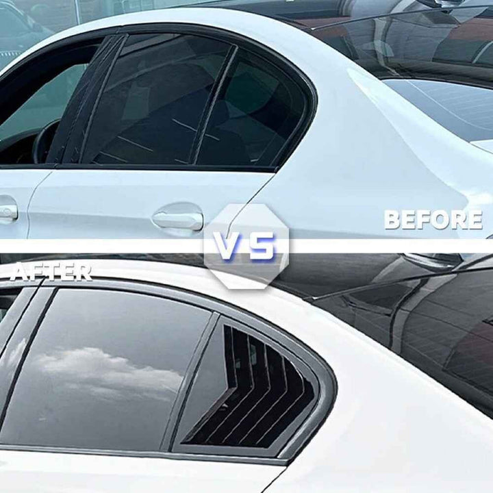 Car Craft Compatible With Bmw 5 Series G30 F90 2017-2024 Car Rear Window Shutter Cover Louver Side Vent Trim Triangle Carbon Fiber Look
