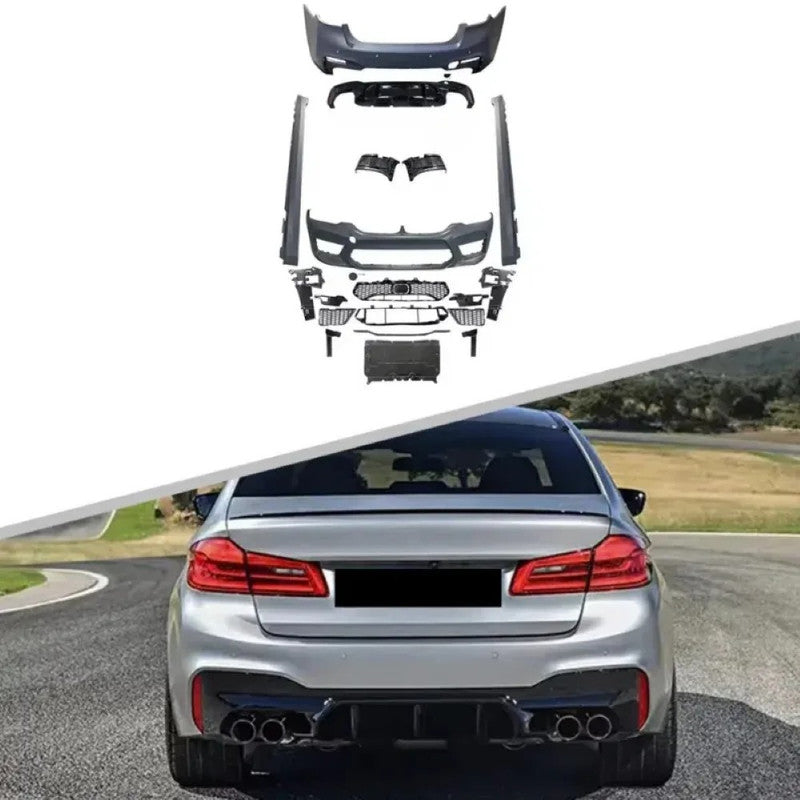 Car Craft Compatible With Bmw 5 Series G30 G38 F90 2018-2020 Upgrade Facelift Convert To M5 M Sport Front Rear Bumper Bodykit Assembly Side Skirt Splitter Diffuser Lip Set G30-033