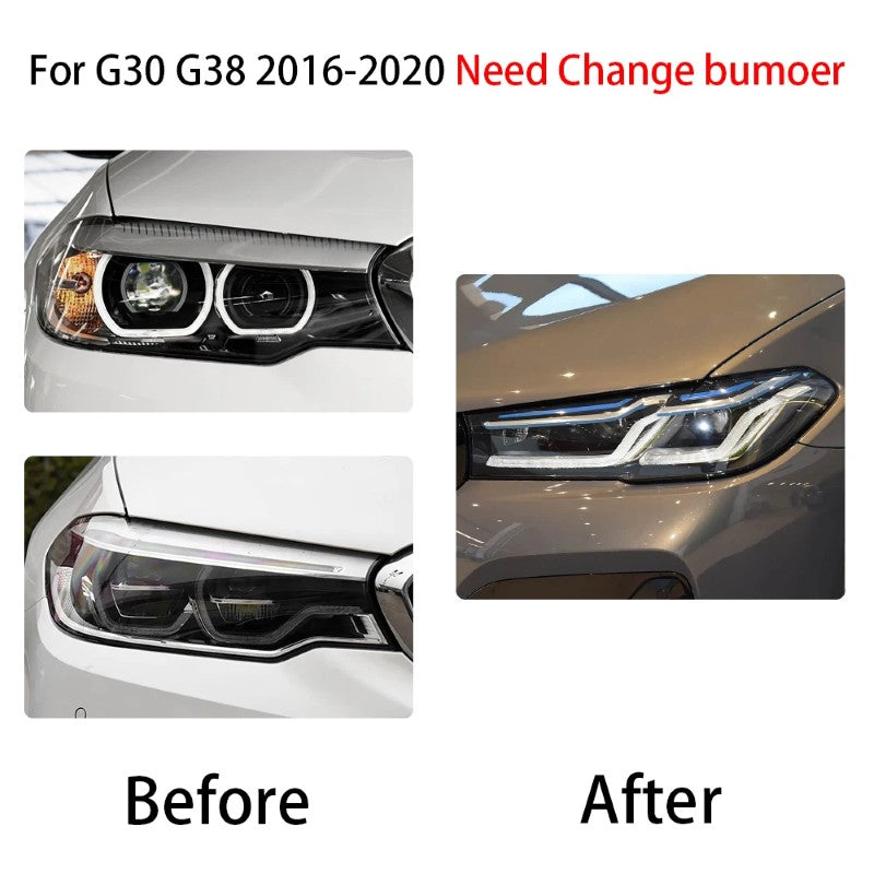 Car Craft Compatible With Bmw 5 Series G30 G38 2017-2021 Car Front Upgraded Head Light Lamp Xenon Headlight Retrofit Upgrade Modified Led Drl Hid Light Lci Laser Style - CAR CRAFT INDIA