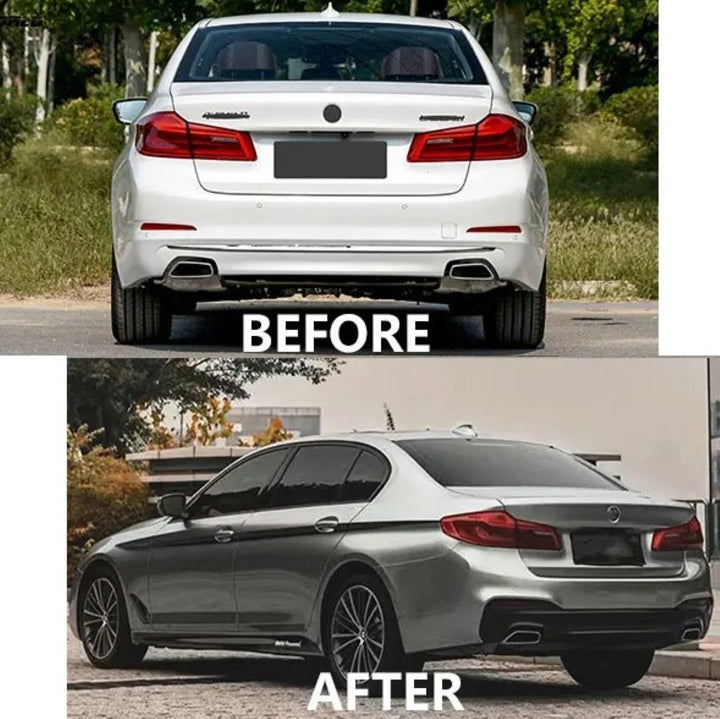 Car Craft Compatible With Bmw 5 Series G30 G38 F90 2018-2020 Upgrade Facelift Convert To M Sport Mt M Tech M Performance Rear Bumper Bodykit Assembly Splitter Diffuser