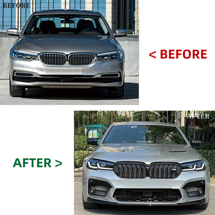 Car Craft Compatible With Bmw 5 Series G30 2017-2020 To G30 F90 Lci 2021+ M5 M5Cs M Sports Upgrade Facelift Conversion Bodykit Bumper Cs Hood Trunk Headlight Taillight CC-6344