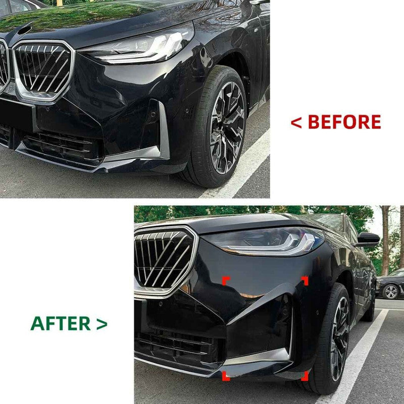 Car Craft Compatible With Bmw X3 G45 2025+ M Sport Front Bumper Flag Skirts Splitter Fog Gril Cover Trim Zst-1159 Cf Carbon Fiber Look - CAR CRAFT INDIA