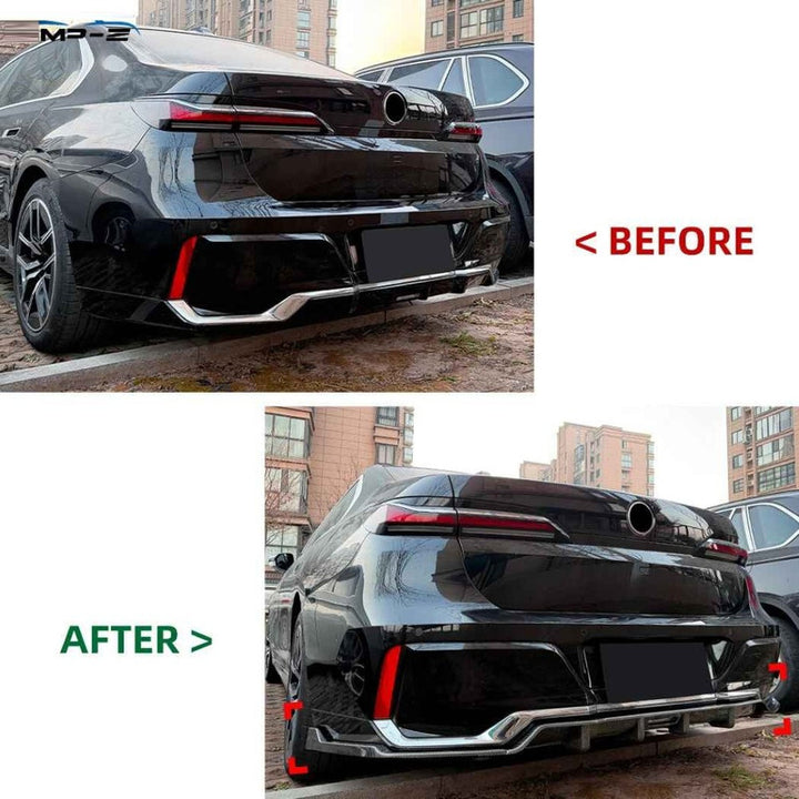 Car Craft Compatible With Bmw 7 Series I7 G70 G73 M Sport 2023+ Rear Bumper After Lip Diffuser Trim Skirt Zst-1442 Gb Glossy Black