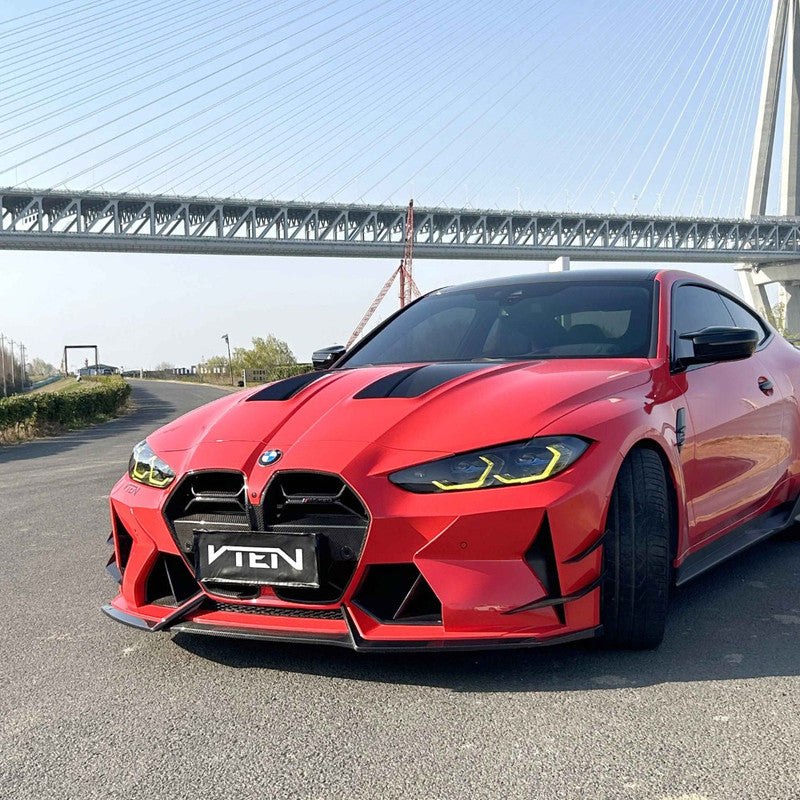 Car Craft Comptible With Bmw G80 G82 G83 M3 M4 2020+ Front Upgraded Facelift Bumper Real Dry Carbon Fiber Body Kit Grill Skirts Splitter Lip Trims Vten Style CC-9078