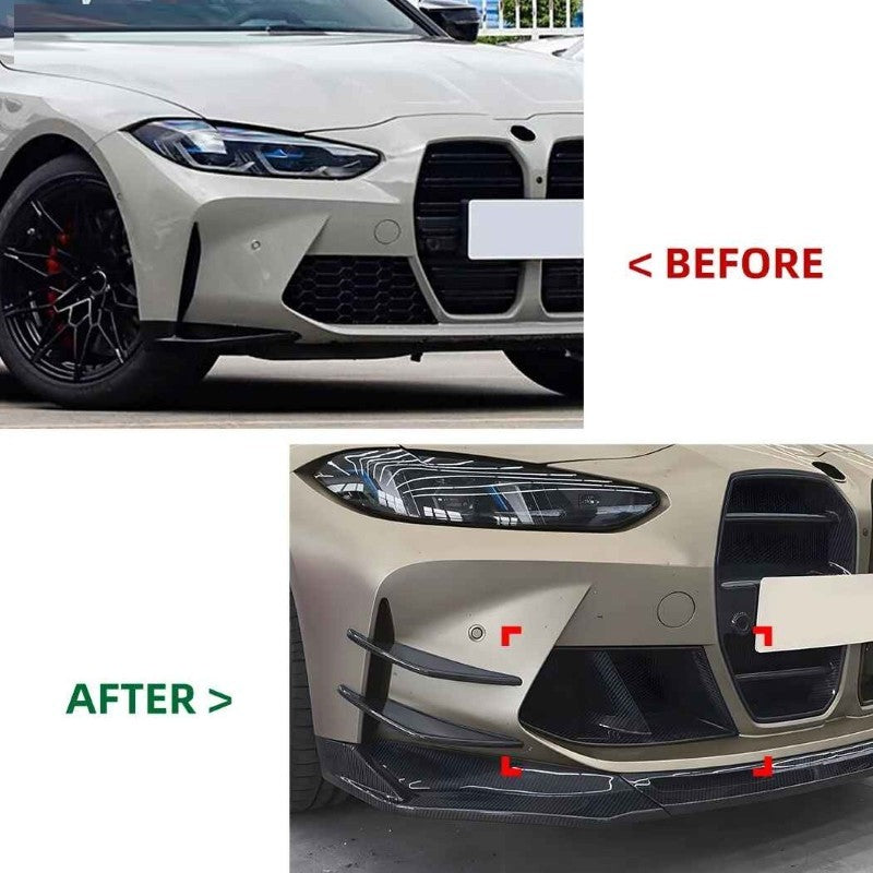 Car Craft Compatible With Bmw M3 G80 G81 M4 G82 G83 2021+ Front Bumper Lip Vent Splitter Skirts Trim Fog Vent Zst-1330 Gb Glossy Black CC-10011 - CAR CRAFT INDIA