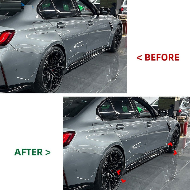 Car Craft Compatible With Bmw M3 G80 G81 2021-2026 Side Skirt Splitter Trim Running Board Zst-1529 Cf Carbon Fiber Look Black CC-10954