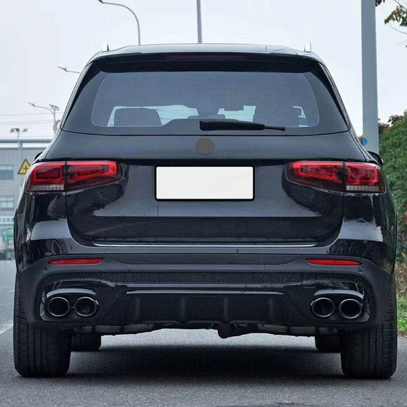 Car Craft Compatible With Mercedes Benz Glb W247 X247 2020-2024 Upgrade Convert To Glb45 Amg Bodykit Rear Bumper After Lip Diffuser Skirt With Exhaust Pipe Tip Silver Gc X247-010 Gc X247-011
