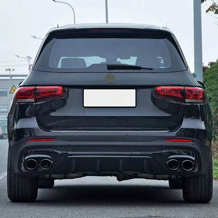 Car Craft Compatible With Mercedes Benz Glb W247 X247 2020-2024 Upgrade Convert To Glb45 Amg Bodykit Rear Bumper After Lip Diffuser Skirt With Exhaust Pipe Tip Silver Gc X247-010 Gc X247-011