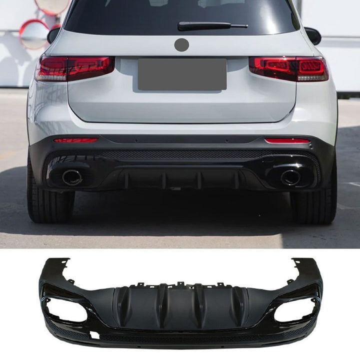Car Craft Compatible With Mercedes Benz Glb W247 X247 2020-2024 Upgrade Convert To Glb35 Amg Bodykit Rear Bumper After Lip Diffuser Skirt With Exhaust Pipe Tip Silver Gc X247-007 Gc X247-008
