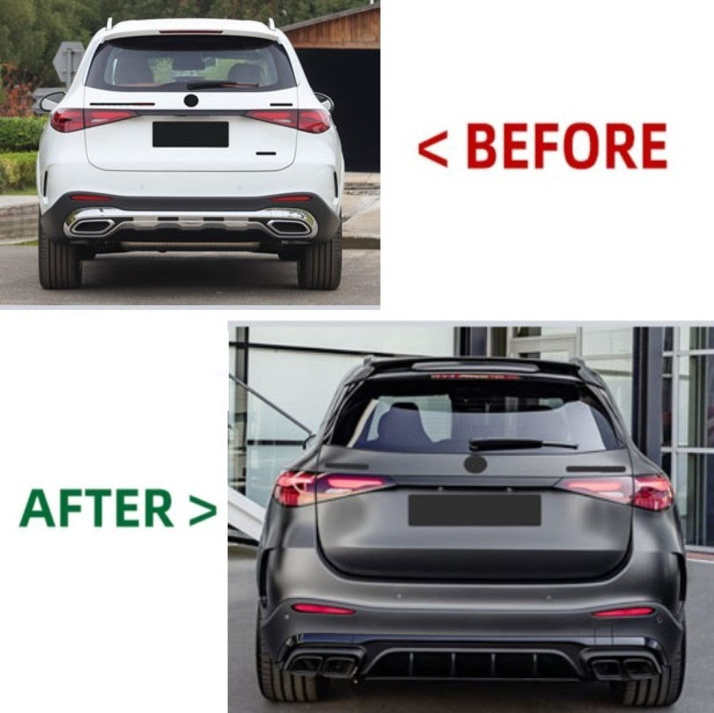Car Craft Compatible With Mercedes Benz Glc W254 2023-2026 Upgrade Facelift Convert To Glc63 Amg Bodykit Rear Bumper Exhaust Pipe Tip Silver Gc W254-007