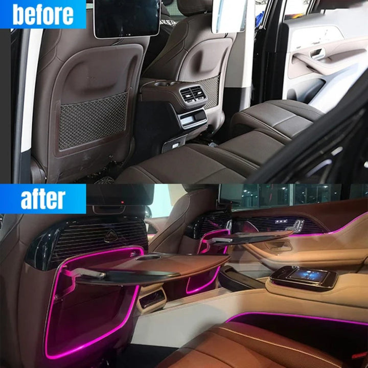 Car Craft Compatible With Mercedes Benz Gle Gls W167 X167 2019-2026 Front Rear Seatr Folding Table, Seat Back Table, Wireless Charging Cup Holder Ambient Light Pocket Tray Maybach Style Beige