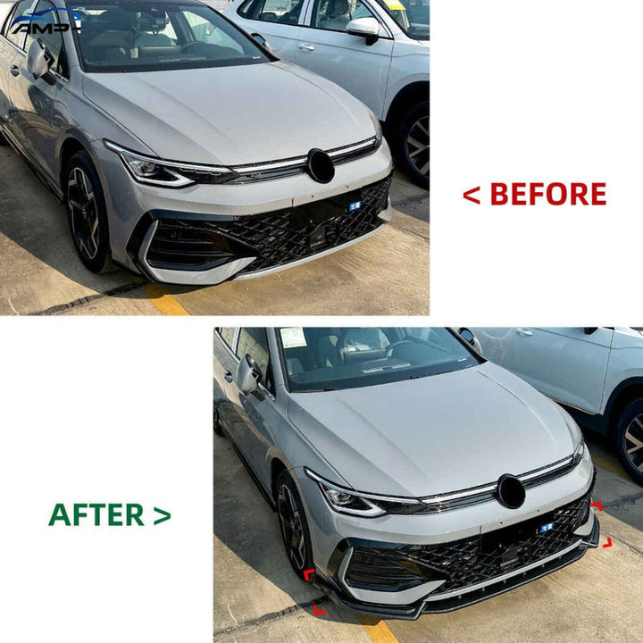 Car Craft Compatible With Volkswagen Vw Golf Mk8.5 Gti 2024+ Gti Rline Front Bumper Lip Splitter Skirts Zst-1189 Gb Glossy Black - CAR CRAFT INDIA