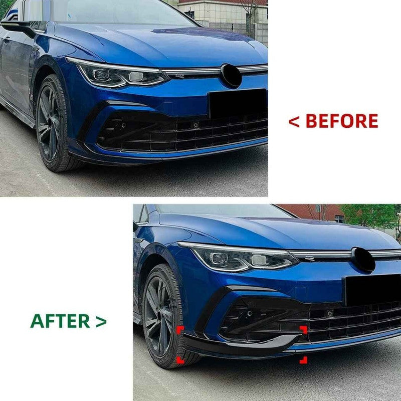 Car Craft Compatible With Volkswagen Vw Golf Mk 8 Gti 2020-2024 Gti Rline Front Bumper Lip Splitter Skirts Trim Wing Flag Zst-1101 Cf Carbon Fiber Look Usa - CAR CRAFT INDIA