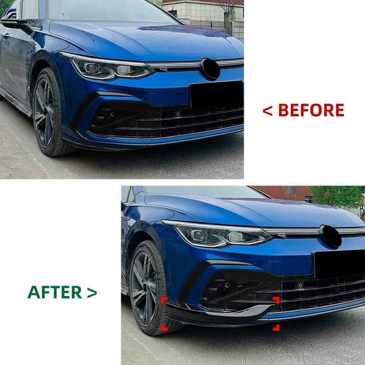 Car Craft Compatible With Volkswagen Vw Golf Mk 8 Gti 2020-2024 Gti Rline Front Bumper Lip Splitter Skirts Trim Wing Flag Zst-1101 Cf Carbon Fiber Look Usa - CAR CRAFT INDIA