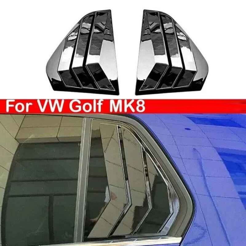 Car Craft Compatible With Vw Volkswagen Golf 8 Mk8 2020-2026 Car Rear Window Shutter Cover Louver Side Vent Trim Triangle Glossy Black
