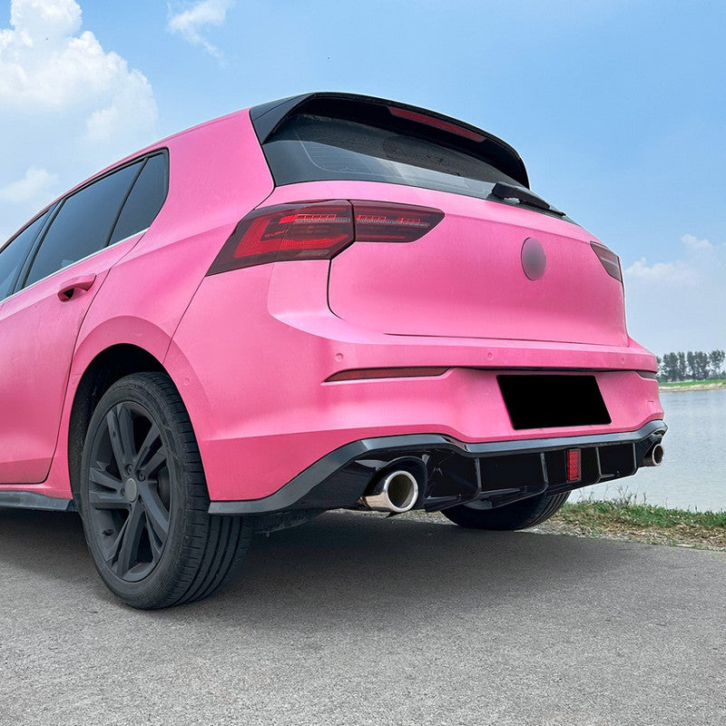 Car Craft Compatible With Volkswagen Vw Golf 8 2020-2026 Gti R Line Bumper Rear After Lip Diffuser  Trim Skirt F1 Style Led   Zst-535 Gb Usa CC-10950
