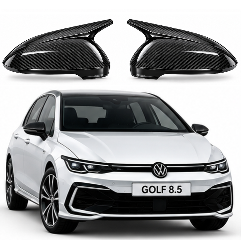 Car Craft Compatible With Vw Volkswagen Golf Gti 8 8.5 2020-2026 Side Rear View Case Wing Cap Shell Housing Mirror Covers 3m Tape Pasting Style Carbon Fiber Look