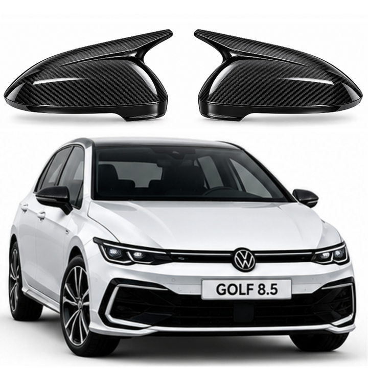 Car Craft Compatible With Vw Volkswagen Golf Gti 8 8.5 2020-2026 Side Rear View Case Wing Cap Shell Housing Mirror Covers 3m Tape Pasting Style Carbon Fiber Look