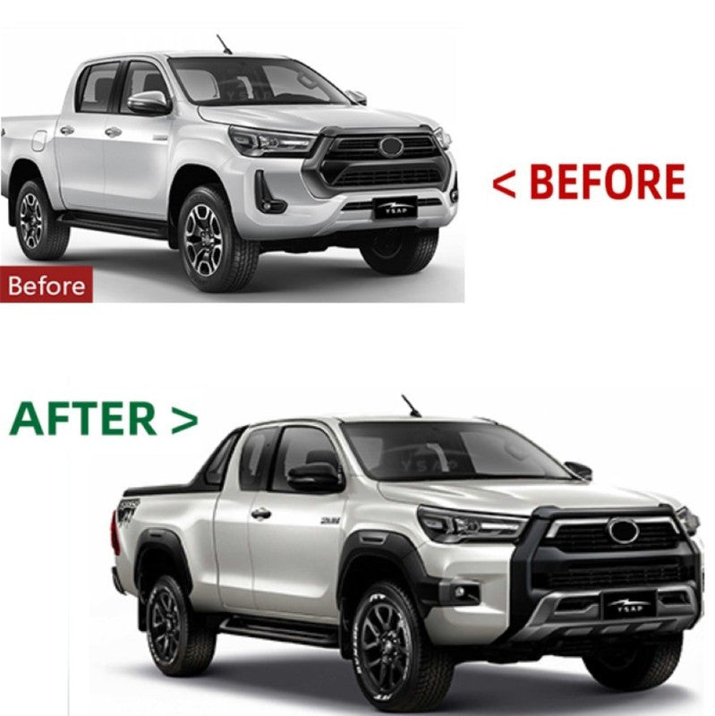 Car Craft Compatible With Toyota Hilux Revo 2016-2020 Upgrade Facelift Convert To Gx Gr Sport Bodykit Bumper Grill Trim Skirst Wheel Arch Cliding Moulding