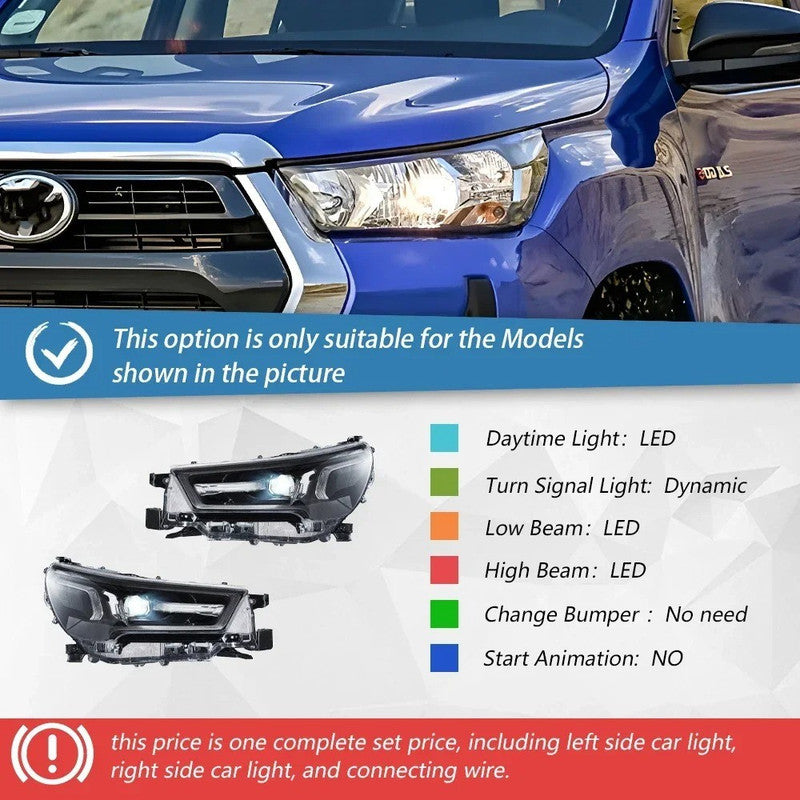 Car Craft Compatible With Toyota Hilux Revo 2016-2020 Upgrade Facelift Convert Car Front Upgraded Head Light Lamp Xenon Headlight Retrofit Upgrade Modified Led Drl Hid