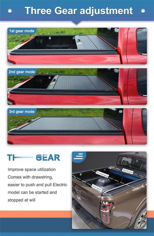 Car Craft Compatible With Isuzu D-max V Cross 2019-2025 Shutter Rear Truck Bed Retractable Lid Tonneau Tray Cover Roller Back Rear Hand Controlled By Hand Manaul Tri Fold Folding - CAR CRAFT INDIA