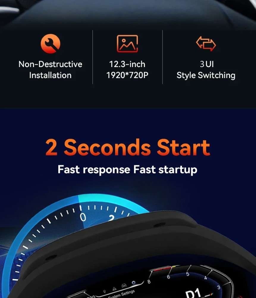 Car Craft Compatible With Bmw 3 Series F30 Gt F34 4 Series F32 2012-2019 Dashboard Lcd Speed O Meter Android Player  Digital Instrument Cluster Screen Speedometer Display Car 12.3 Inch CC-8433 - CAR CRAFT INDIA