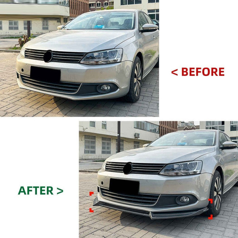 Car Craft Compatible With Vw Volkswagen Jetta 2011-2014 Mk6 Front Bumper Lip Splitter Skirts Zst-1185 Cf Carbon Fiber Look - CAR CRAFT INDIA