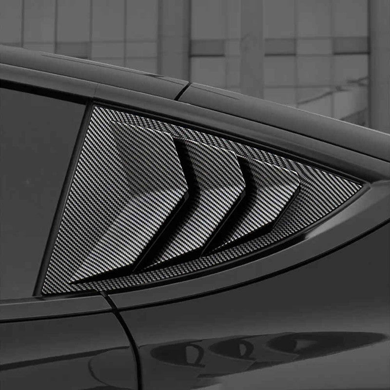 Car Craft Compatible With Tesla Model 3 Model Y 2017-2026 Car Rear Window Shutter Cover Louver Side Vent Trim Triangle Carbon Fiber Look
