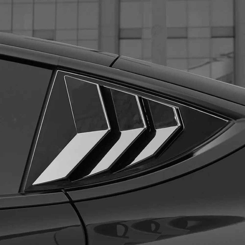 Car Craft Compatible With Tesla Model 3 Model Y 2017-2026 Car Rear Window Shutter Cover Louver Side Vent Trim Triangle Glossy Black