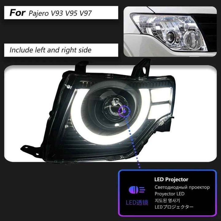Car Craft Compatible With Mitsubishi Pajero Sport V97 Montero 2006-2018 Car Front Upgraded Head Light Lamp Xenon Headlight Retrofit Upgrade Modified Led Drl Hid Defender Style - CAR CRAFT INDIA