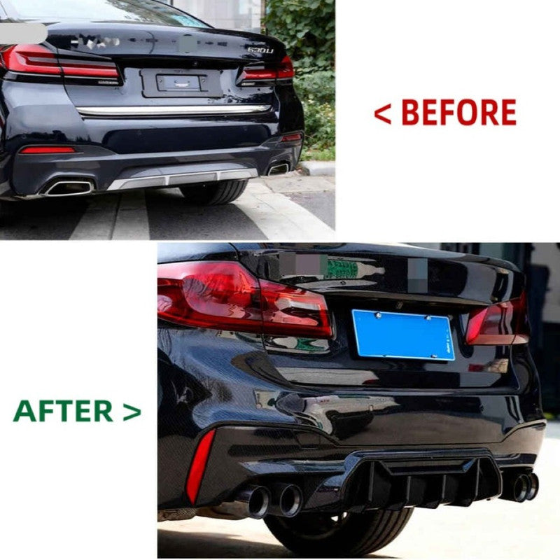 Car Craft Compatible With Bmw 5 Series Lci G30 G38 F90 2021-2023 M Sport M5 Rear Bumper Lip Diffuser Skirt 4 Line G30/38-055/056 Gb Gloss Black