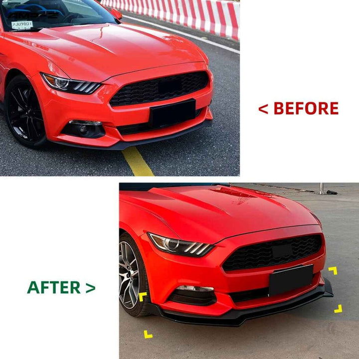 Car Craft Compatible With Ford Mustang Mk6 2015-2017 Front Bumper Lip Splitter Skirts Zst-1131 Gb Glossy Black - CAR CRAFT INDIA