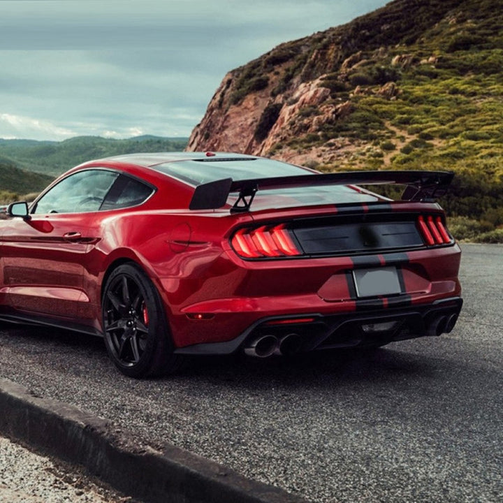 Car Craft Compatible With Ford Mustang 2015-2023 Rear Trunk Wing Boot Lip Skirts Spoiler Gt500 Style 2 Matt Black Gc Must-038