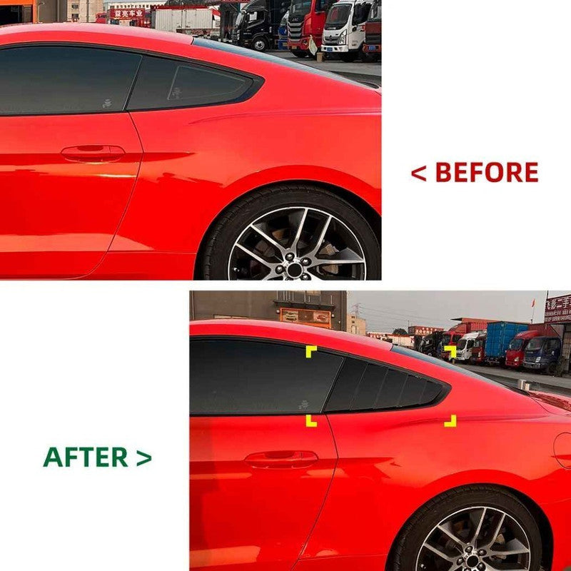 Car Craft Compatible With Ford Mustang 2015-2023 Car Rear Window Louvers Sticker Triangle Window Shade Shutter Side Vent Spoiler Zst-1142 Cf Carbon Fiber Look - CAR CRAFT INDIA