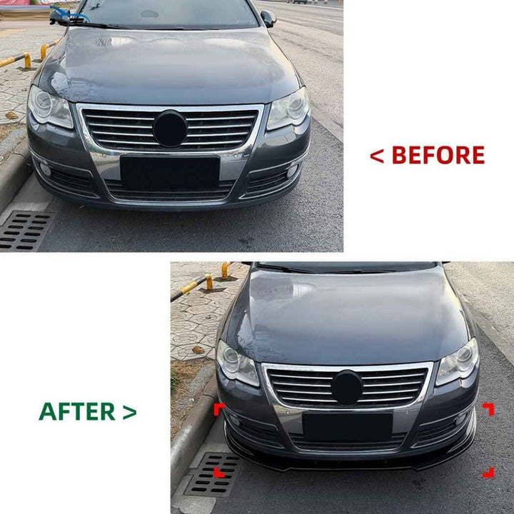 Car Craft Compatible With Vw Volkswagen Passat B6 2005-2010 Bumper Front Lip Splitter Skirt Trim Zst-1477 Gb Glossy Black