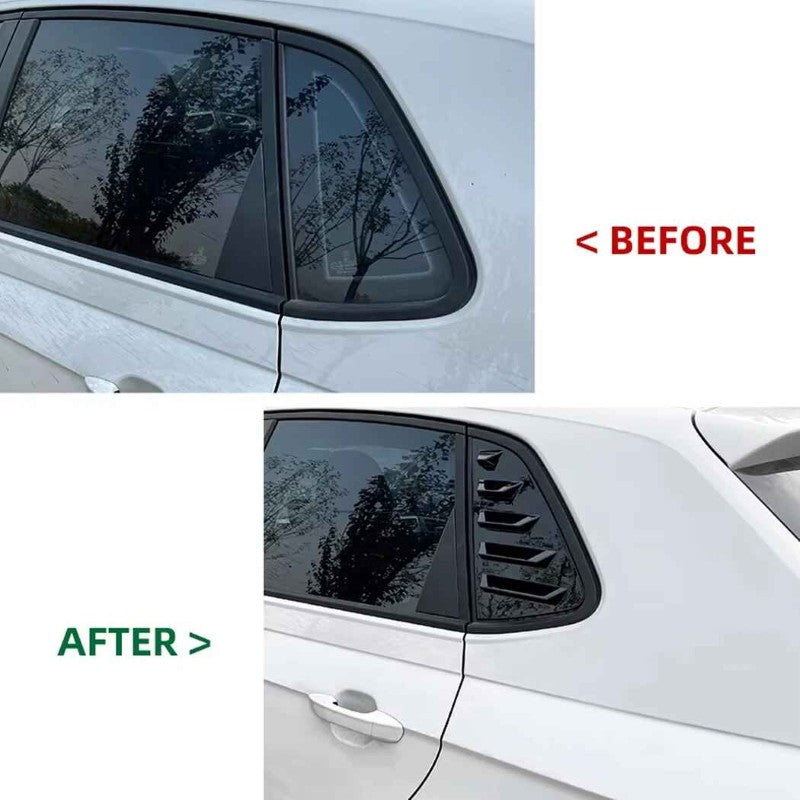 Car Craft Compatible With Volkswagen Vw Polo Mk6 2018-2025 Rear Side Window Louvers Cover Carbon Fiber Look Usa Zst-411 Cf Carbon Fiber Look - CAR CRAFT INDIA