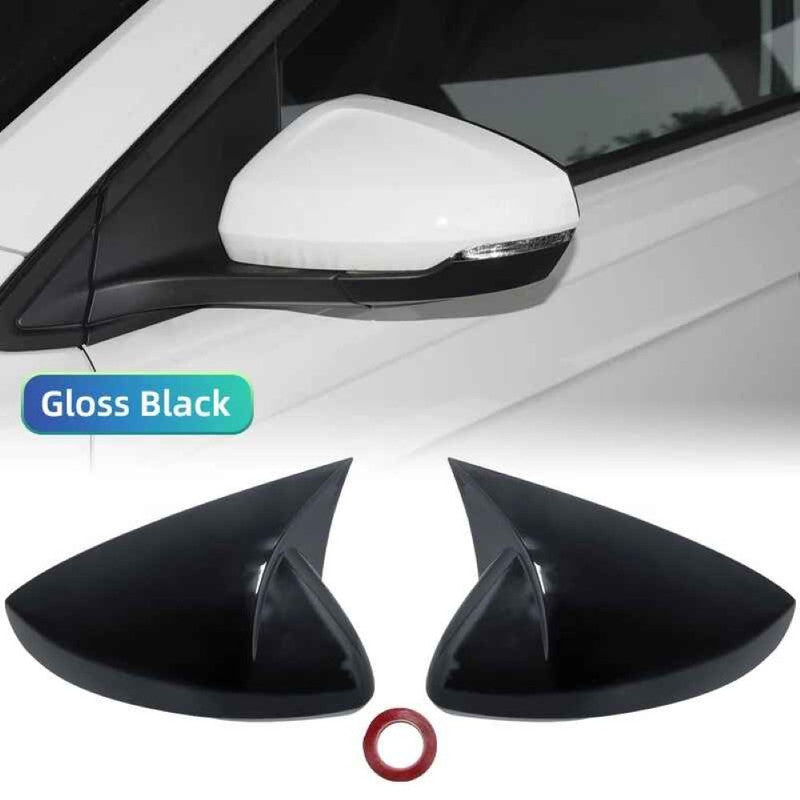 Car Craft Compatible With Volkswagen Vw Polo Mk6 2018-2023 Rear View Case Wing Cap Shell Housing Mirror Covers 3m Tape Pasting Style Glossy Black Usa Not For Indian Cars