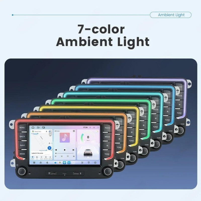 Car Craft Compatible With Vw Volkswagen Skoda Polo Jetta Passat Ameo Tiguan Toureg Fabia Rapid Vento Octavia Superb Digital Android Multimedia Infotainment Touchscreen Dvd Player Carplay Android Auto 8 Coire 4gb +64gb Ambient Light With Camera 7 Inch