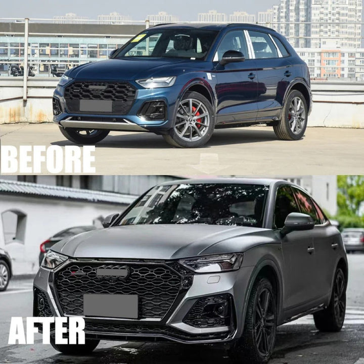 Car Craft Compatible With Audi Q5 2021-2025 Upgraded Front Bumper Show Grill Rsq5 Rs Sport Honeycomb Style Q5-008 Gc Black Honeycomb Style