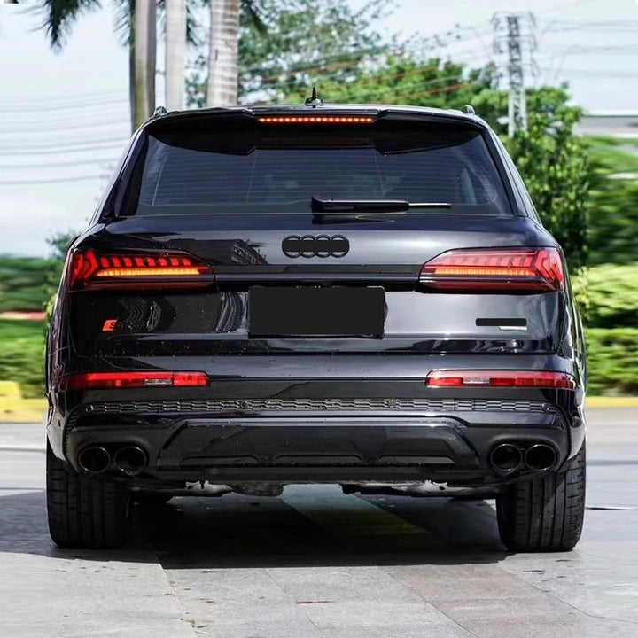 Car Craft Compatible With Audi Q7 2021-2023 Upgraded Rsq7 Sq7 Rear After Lip Bumper Diffuser Exhaust Pipe Tip Silver Tail Pipe 3.0t Q7-008 Gc