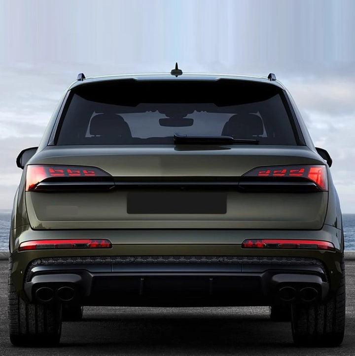 Car Craft Compatible With Audi Q7 2024+ Rsq7 Sq7 Bumper Rear After Lip Diffuser With Exhust Pipe Tip Rear Lip Black Tail Pipe 3.0t Q7-011 Gc