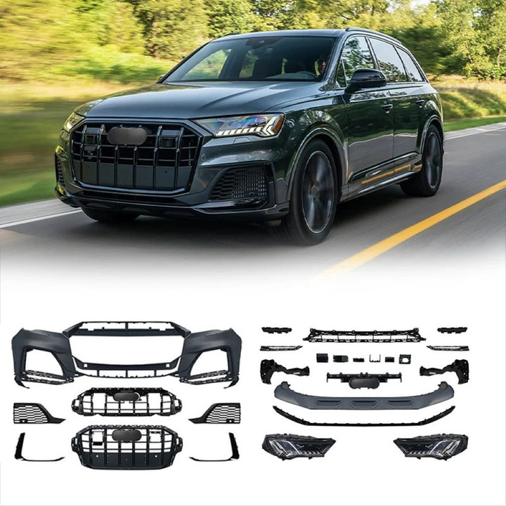 Car Craft Compatible With Audi Q7 2016-2019 Upgrade Convert To Rsq7 2021+ Style Sport Front Bumper Bodykit Grill Fog Grill Headlight Headlamp Q7-007 Gc
