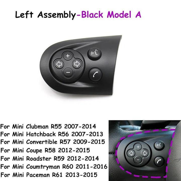 Car Craft Compatible With Mini Cooper Clubman R55 R56 R57 R58 R59 Coumtryman R60 R61 Car Steering Wheel Multifunction Cruise Control Switch Button Assembly 32309226804-q2 Left CC-9692 - CAR CRAFT INDIA