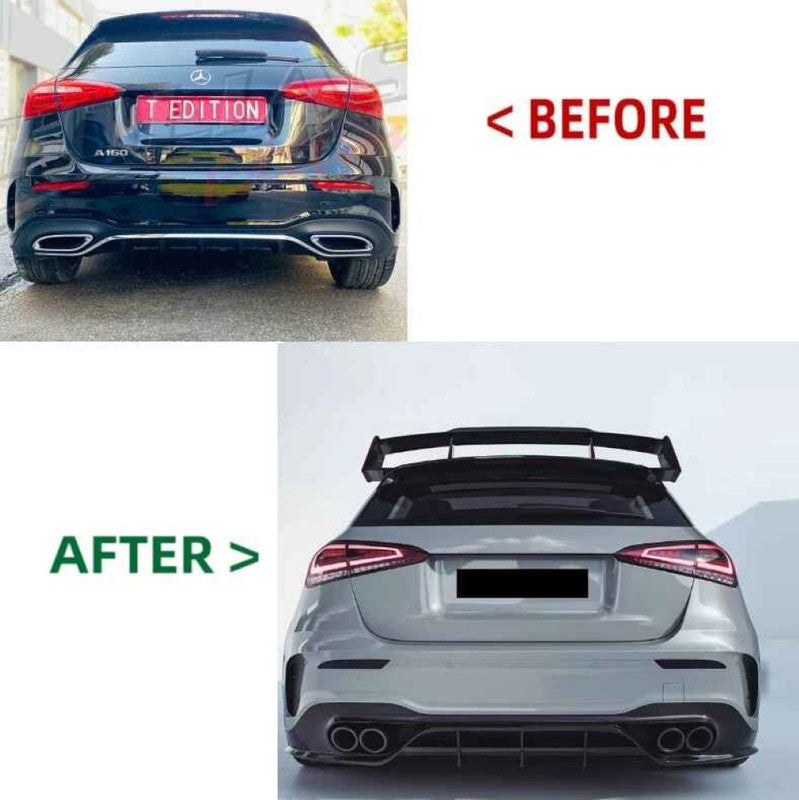 Car Craft Compatible With Mercedes Benz A Class W177 2018-2024 Rear Bumper Upgrade Convert To Amg Amg45s Bumper Bodykit For Hatchback Car W177-004 Hatchback