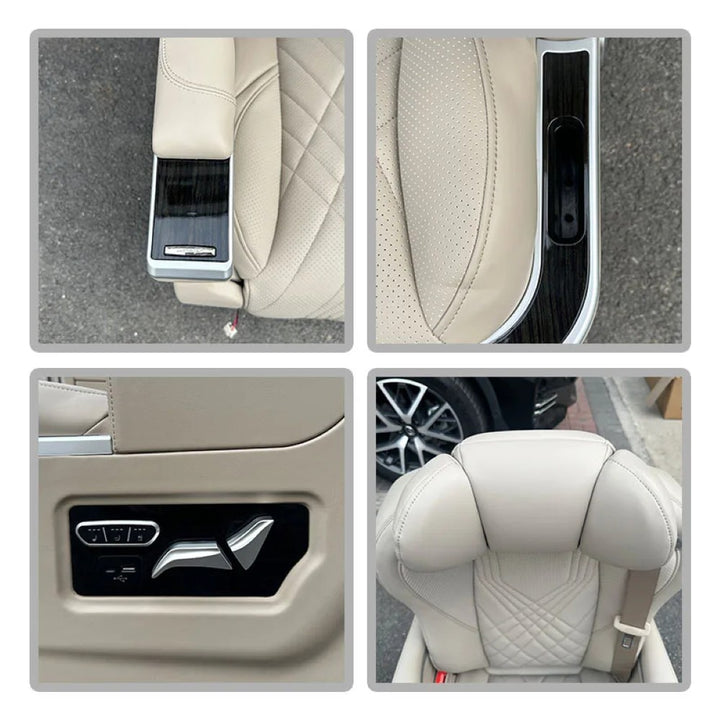 Car Craft Compatible With Innova Hycross Fortuner V Class Captain Electric Recliner Seat Chair Massaging Headrest Ventilation Heating Usb Type C Backrest Leg Support Adjustment All Suv Creamy