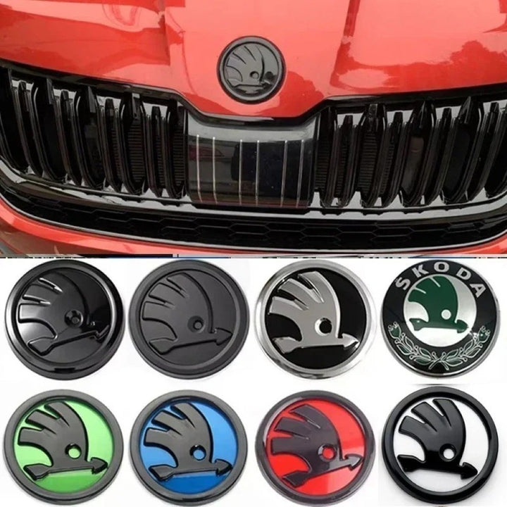 Car Craft Compatible With Skoda Fabia Laura Octavia Superb Slavia Yeti Kodiaq Kushaq Hood Trunk Letter Logo Badge Emblem Sticker Logo 90mm Matt Black