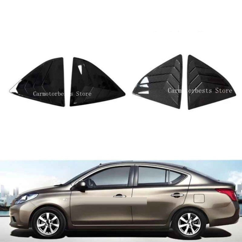 Car Craft Compatible With Nissan Sunny Renault Scala 2011-2018 Car Rear Window Shutter Cover Louver Side Vent Trim Triangle Glossy Black