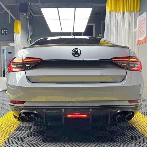 Car Craft Compatible With Skoda Superb 2015-2023 Rear After Bumper Lip Splitter Skirts Diffuser Real Carbon Fiber - CAR CRAFT INDIA