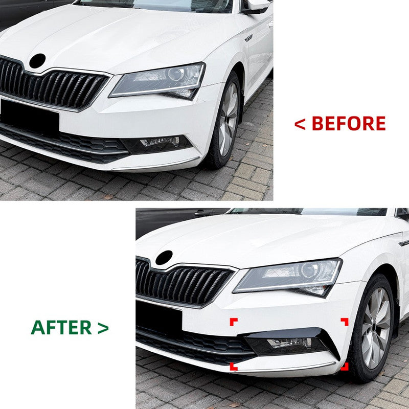 Car Craft Compatible With Skoda Superb Mk3 Pre-facelift 2015-2019 Front Bumper Side Splitter Skirt Trim Flag Lip Zst-1580 Cf Carbon Fiber Look